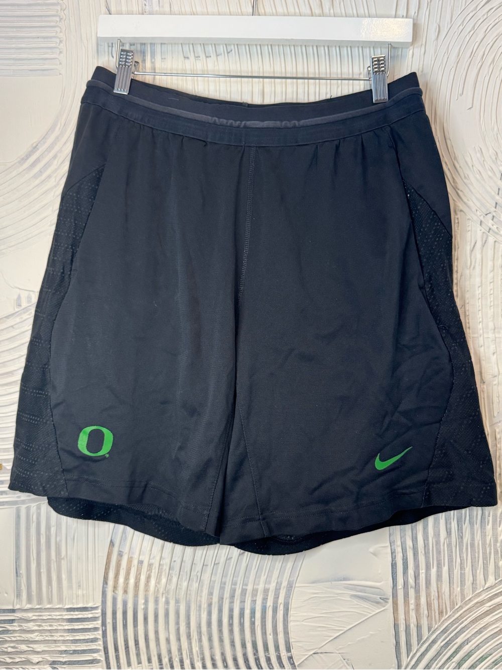 Nike Men’s Black Athletic Shorts with Green Accents
